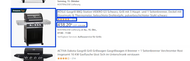 Das Foto illustriert am Beispiel eines Gasgrills die wichtigsten Faktoren bei der Amazon-SEO-Optimierung