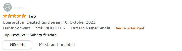 Das Bild zeigt eine Amazon Bewertung.