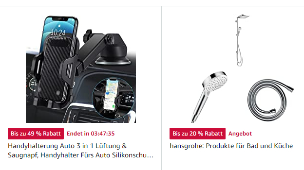 Das Bild zeigt, wie Amazon Blitzangebote auf Amazon dargestellt werden.