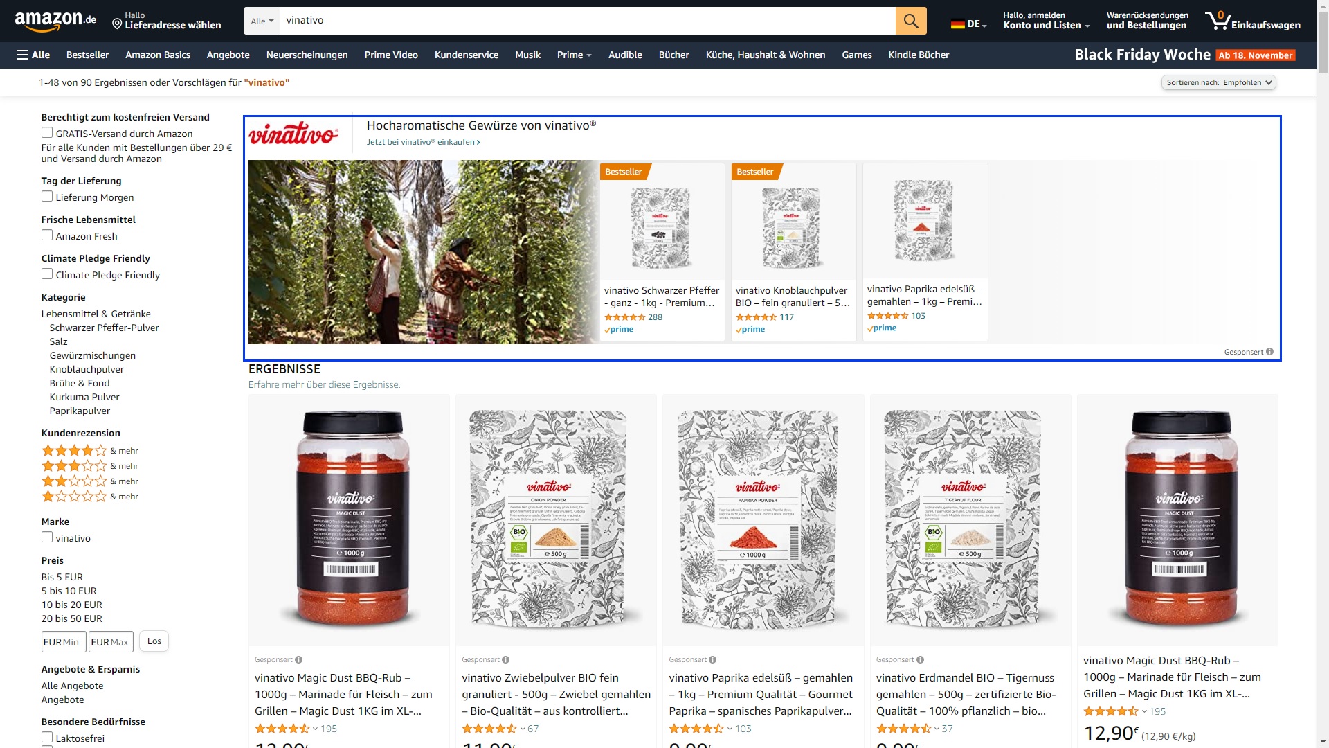 Das Bild zeigt exemplarisch eine Markenschutz-Kampagne von vinativo auf Amazon