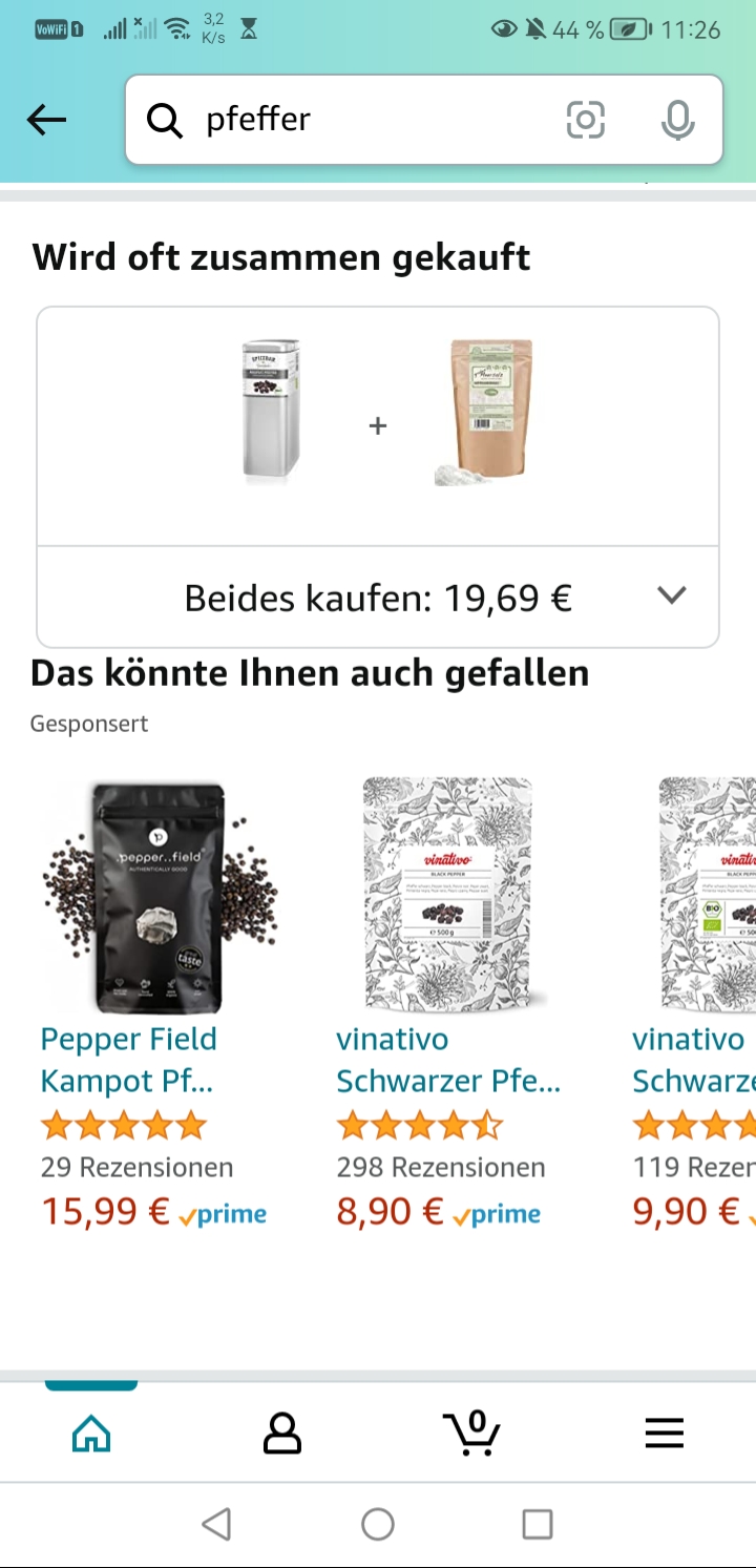 Der Screenshot zeigt, wo Amazon Sponsored Products Anzeigen auf Produktseiten auf dem Smartphone ausgespielt werden.