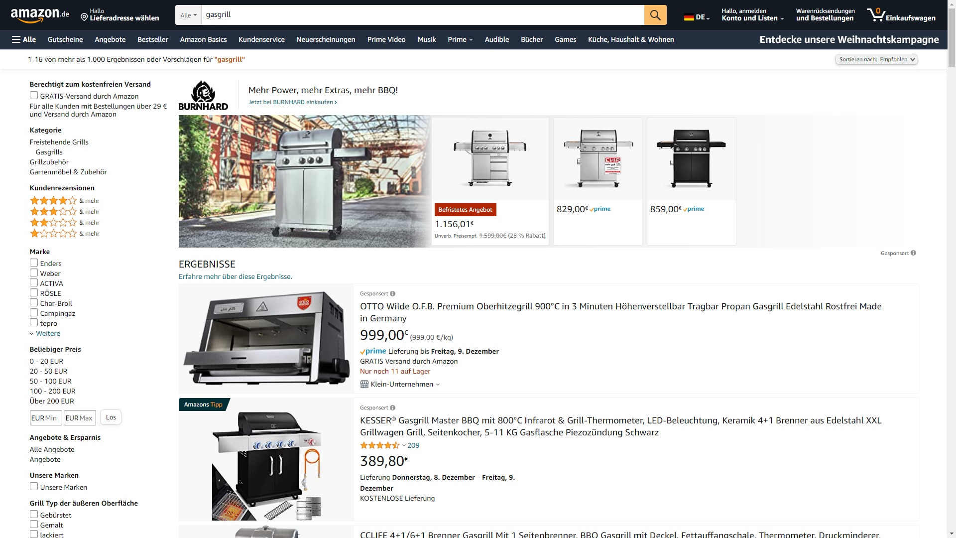 Der Screenshot zeigt exemplarisch, wie ein Blitzangebot in einer Amazon Sponsored Brands Anzeige dargestellt wird.